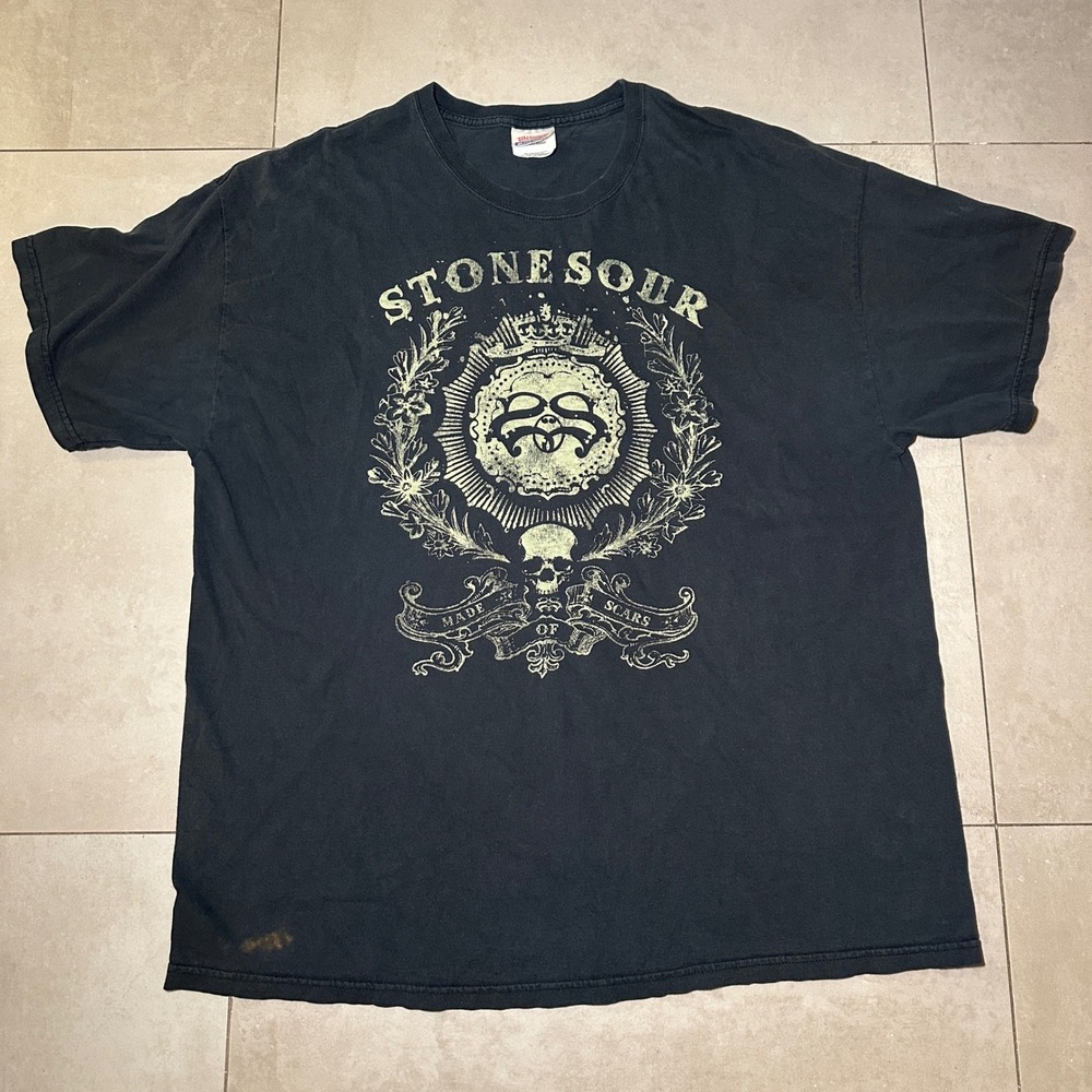 Stone Sour Band T Shirt Mens Large Made of Scars Black Hanes Streetwear Rock‎
